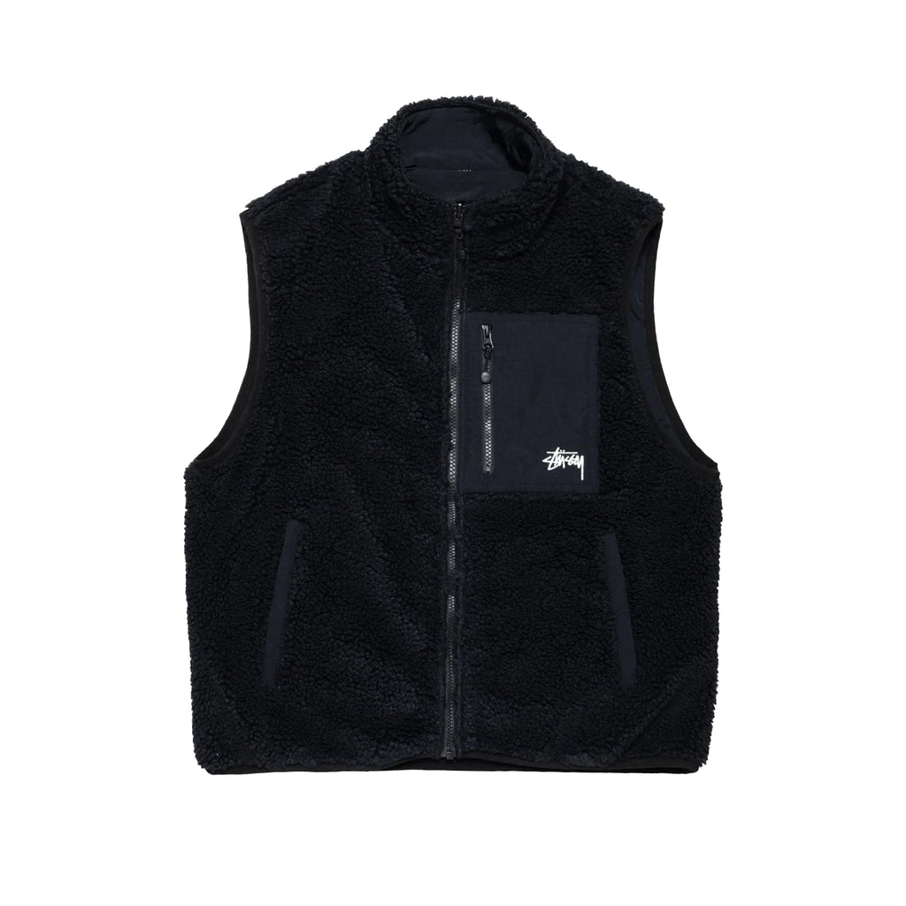 Stussy Sherpa Reversible Vest - Black