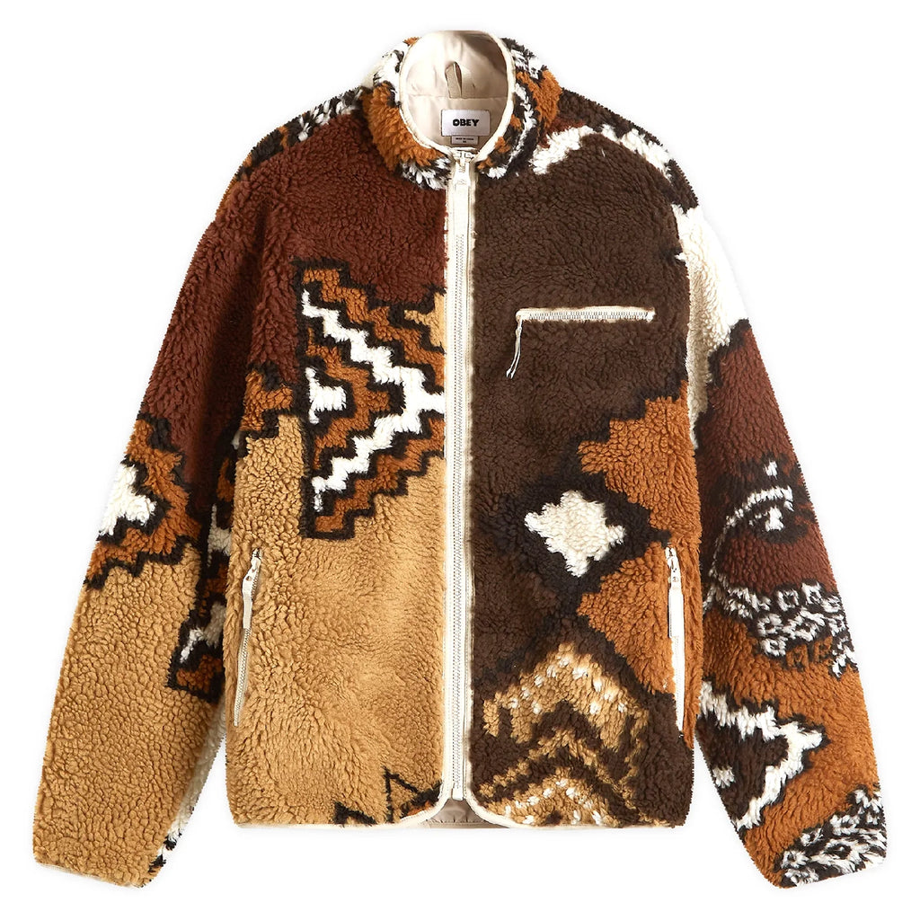 Obey Clothing Moroccan Rug Sherpa Jacket - Brown Multi - main