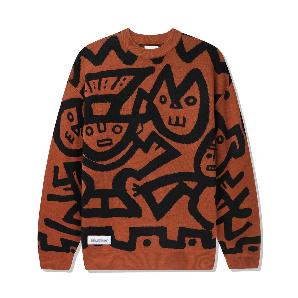 Butter Goods Afro Cuban Knitted Sweater - Rust