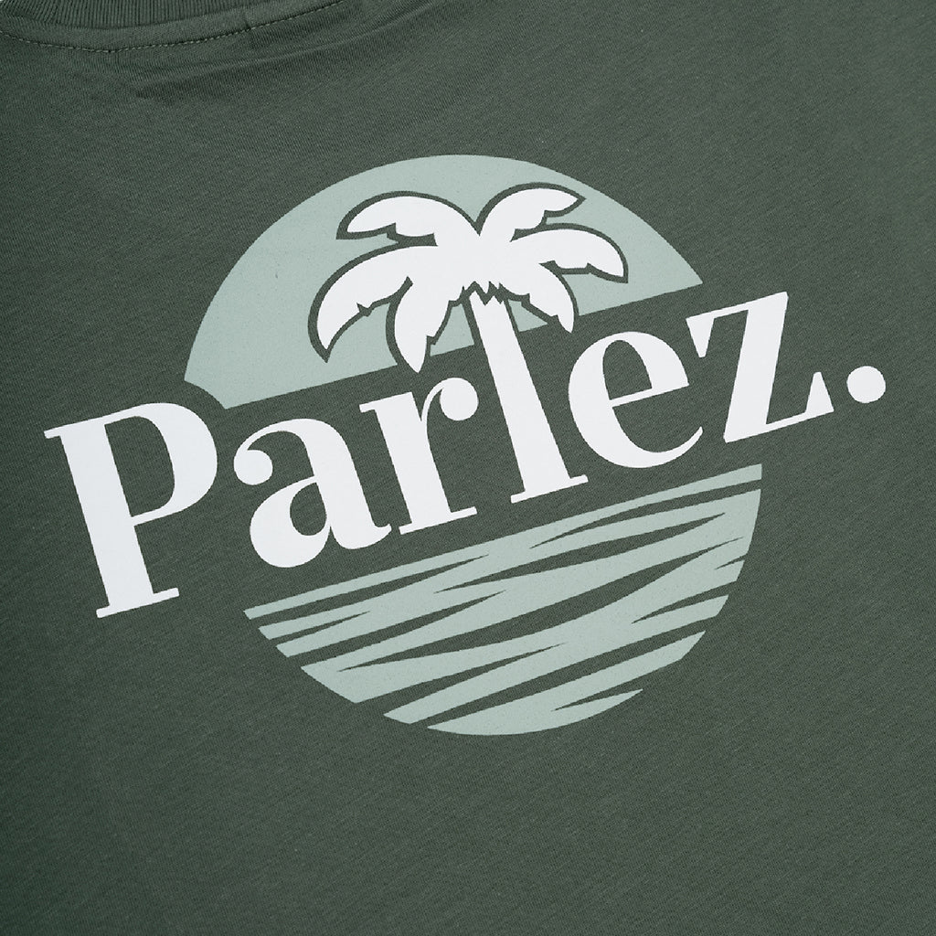 Parlez Boca T Shirt - Kelp Green - closeup