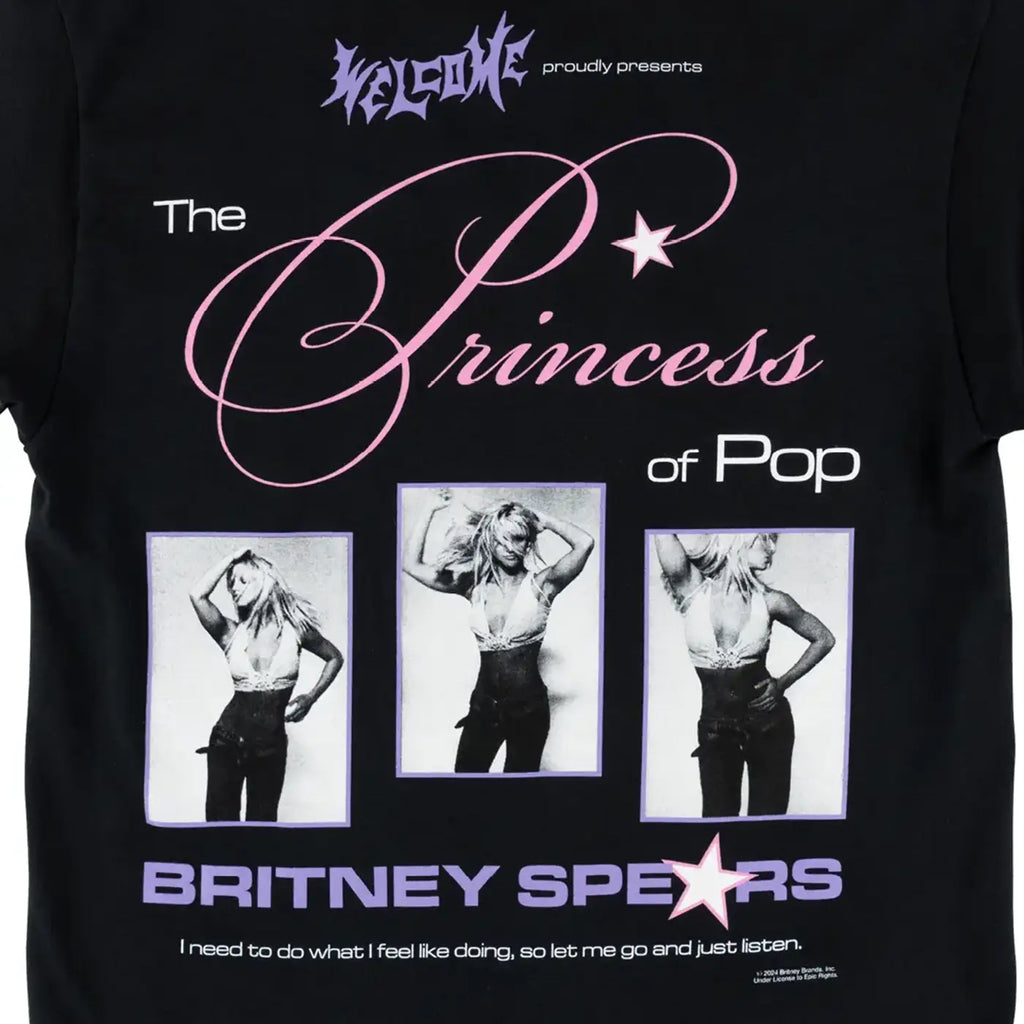 Welcome Skateboards Princess T Shirt - Black - close up 2