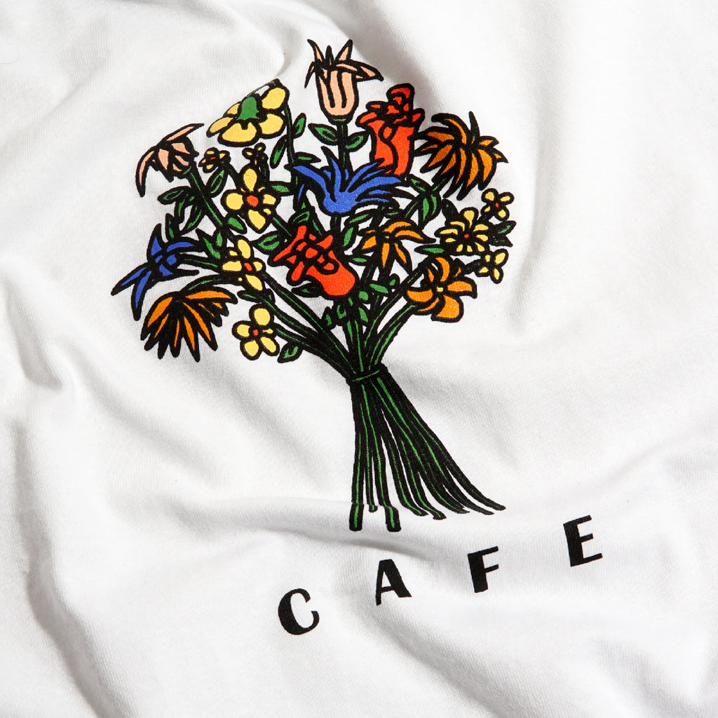 Skateboard Cafe Bouquet T Shirt - White - close up