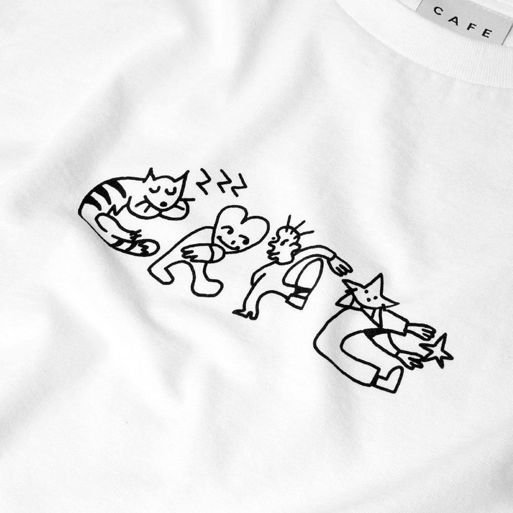 Skateboard Cafe Buddy T Shirt - White - close up