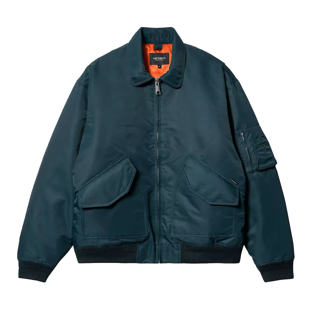 Carhartt WIP Olten Bomber Jacket - Duck Blue / Turmeric - front