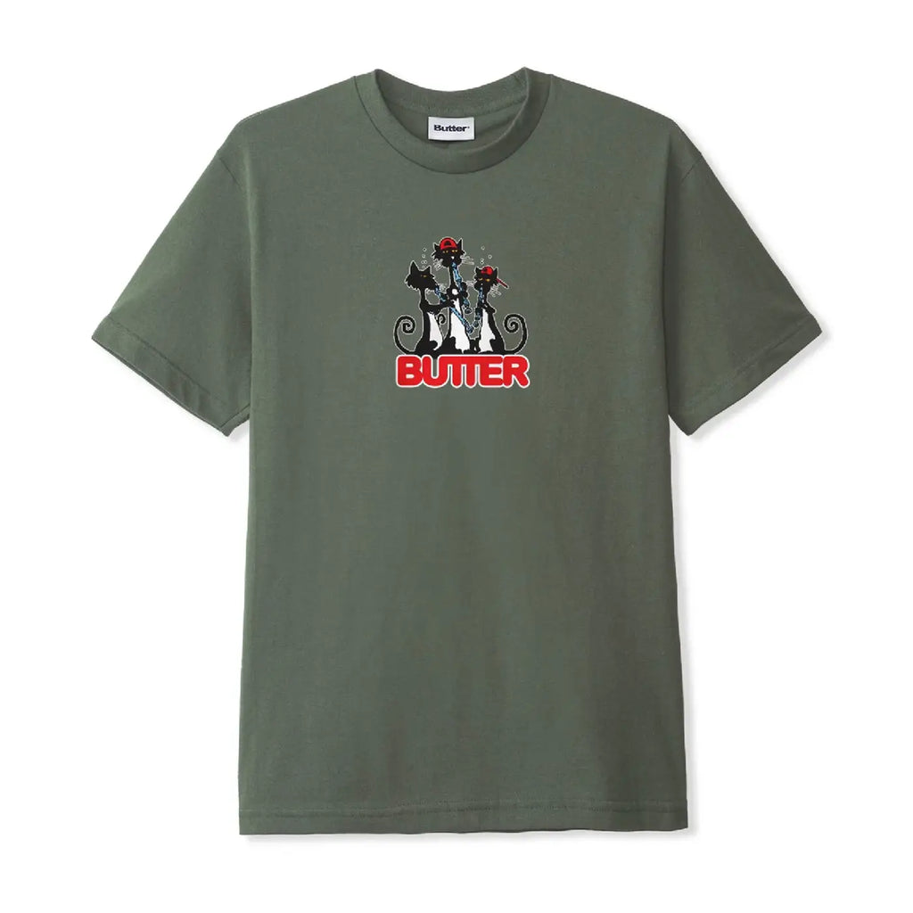 Butter Goods Cats T Shirt - Army - main