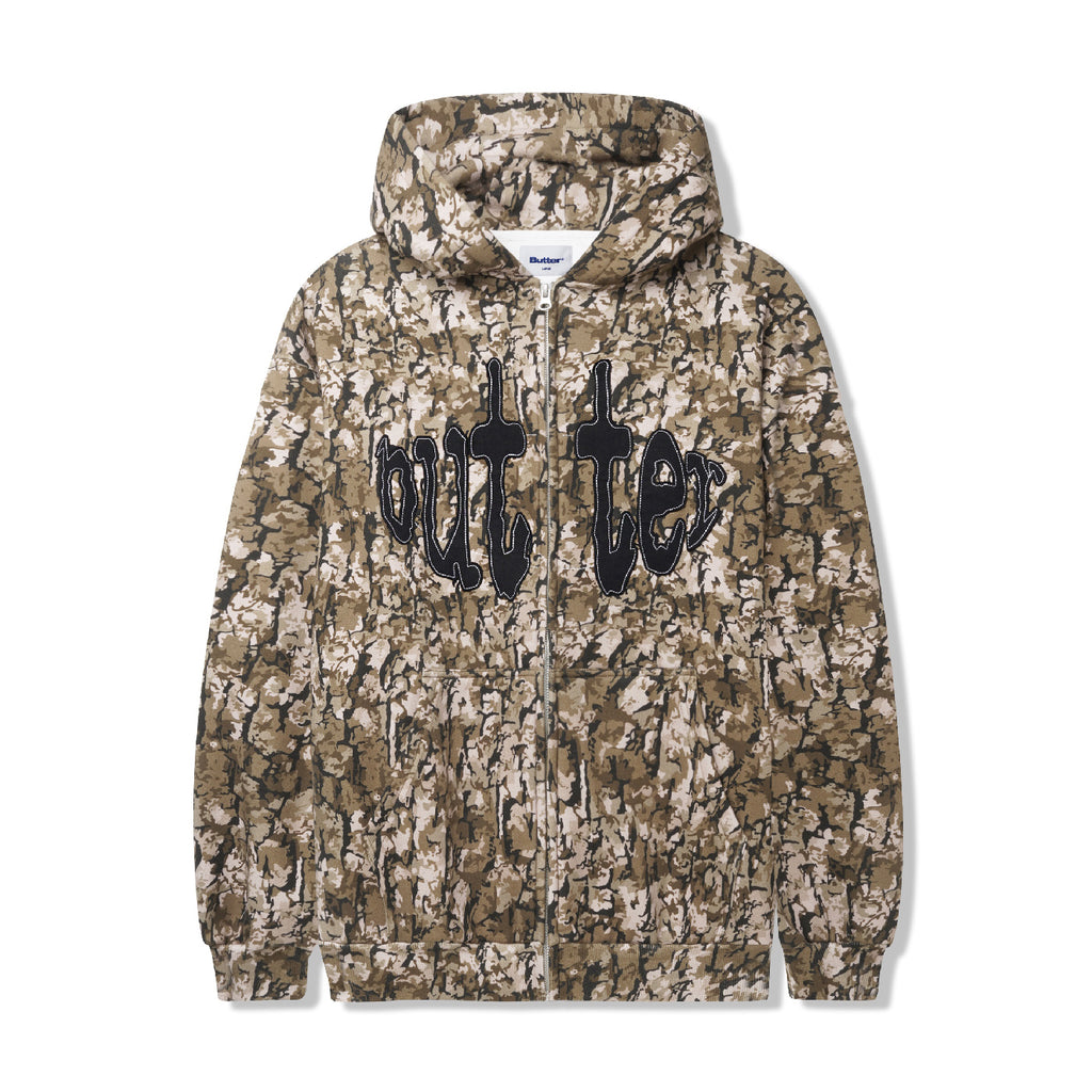 Butter Goods Frenzy Zip-Thru Hoodie - Tan Camo - front