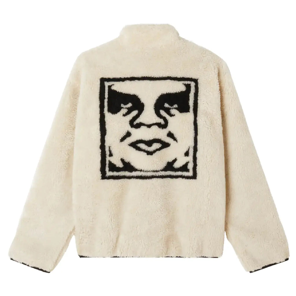 Obey Clothing Icon Face Sherpa Jacket - Unbleached