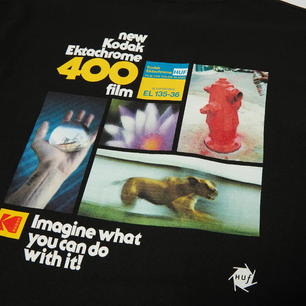 HUF x Kodak Imagine What T Shirt - Black - closeup