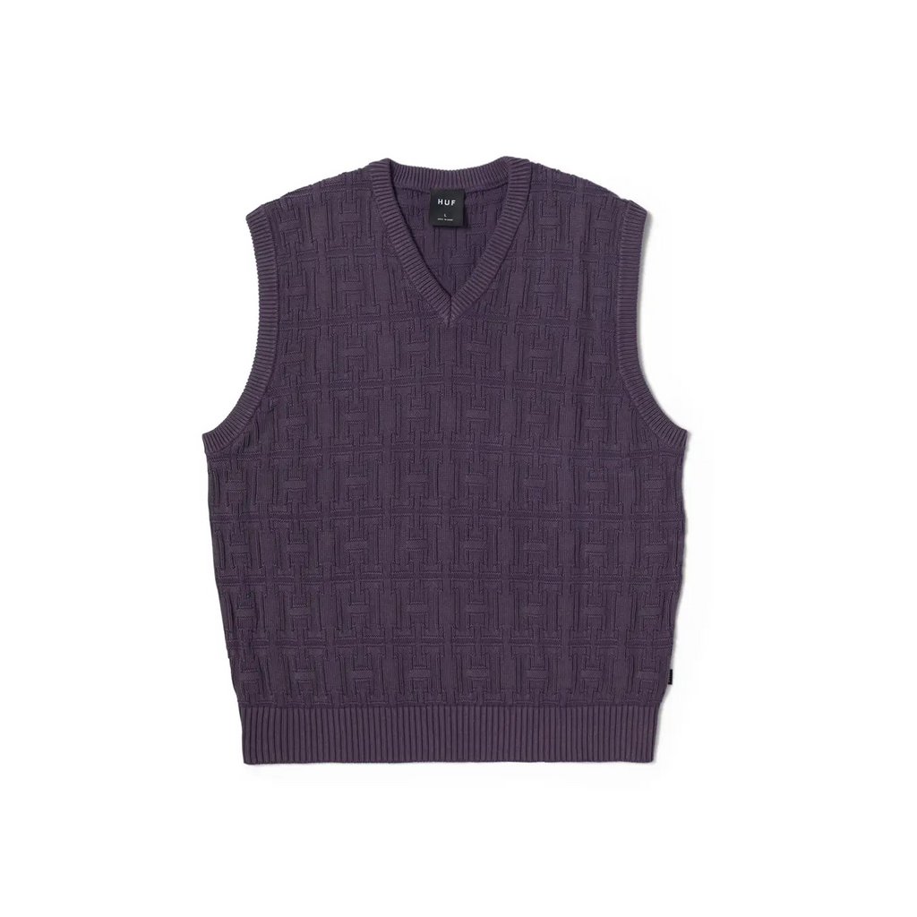 HUF Interlaced Jacquard Overdyed Vest  - Rasin  main