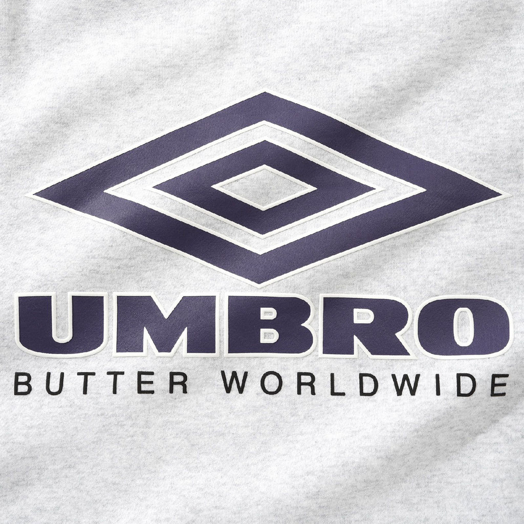 Butter Goods x UMBRO Diamond Logo Crewneck - Ash - closeup