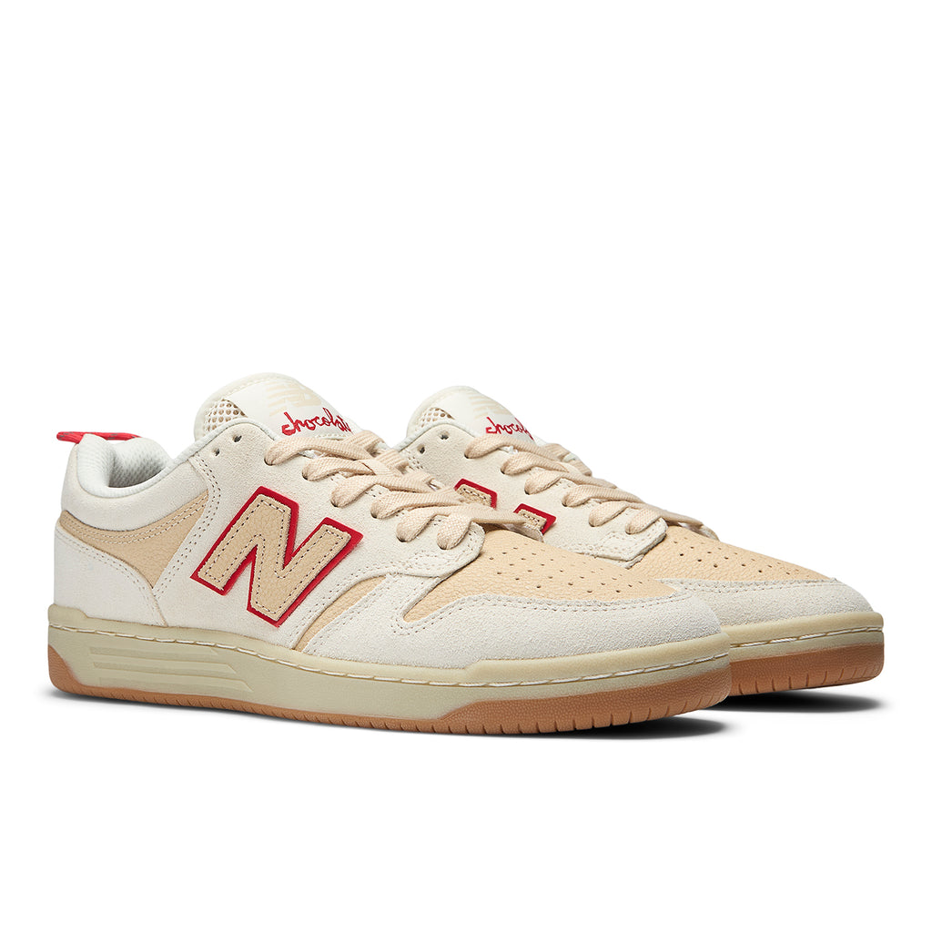 New Balance Numeric NM480 Shoes - Sea Salt / Red - pair