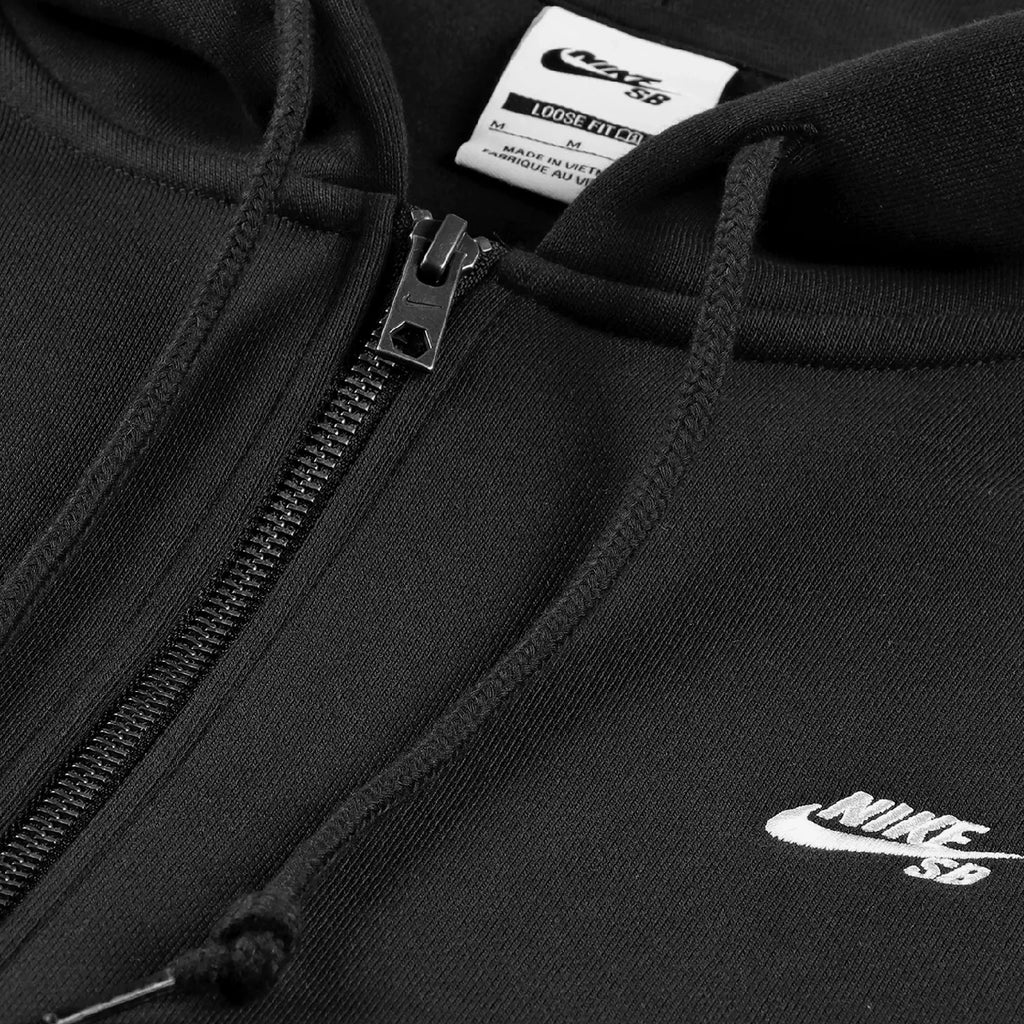 Nike SB Full Zip Up Hoodie - Black - closeup