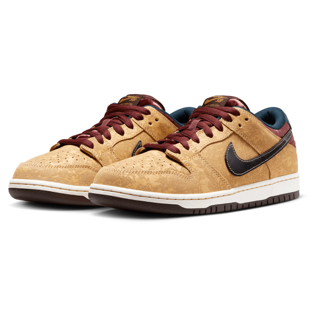 Nike SB Dunk Low Pro - Celestial Gold / Black - Dark Team Red - Paired