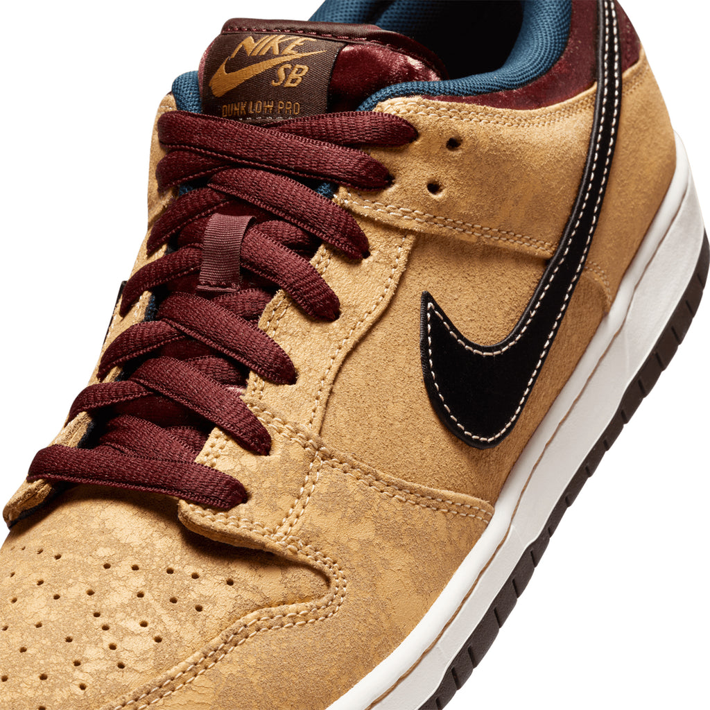 Nike SB Dunk Low Pro - Celestial Gold / Black - Dark Team Red - Upper detail 