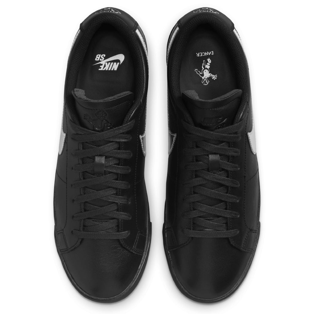 Nike SB Zoom Blazer Low x Dancer Skateboards - Black / Metallic Silver - Black - Paired top down 