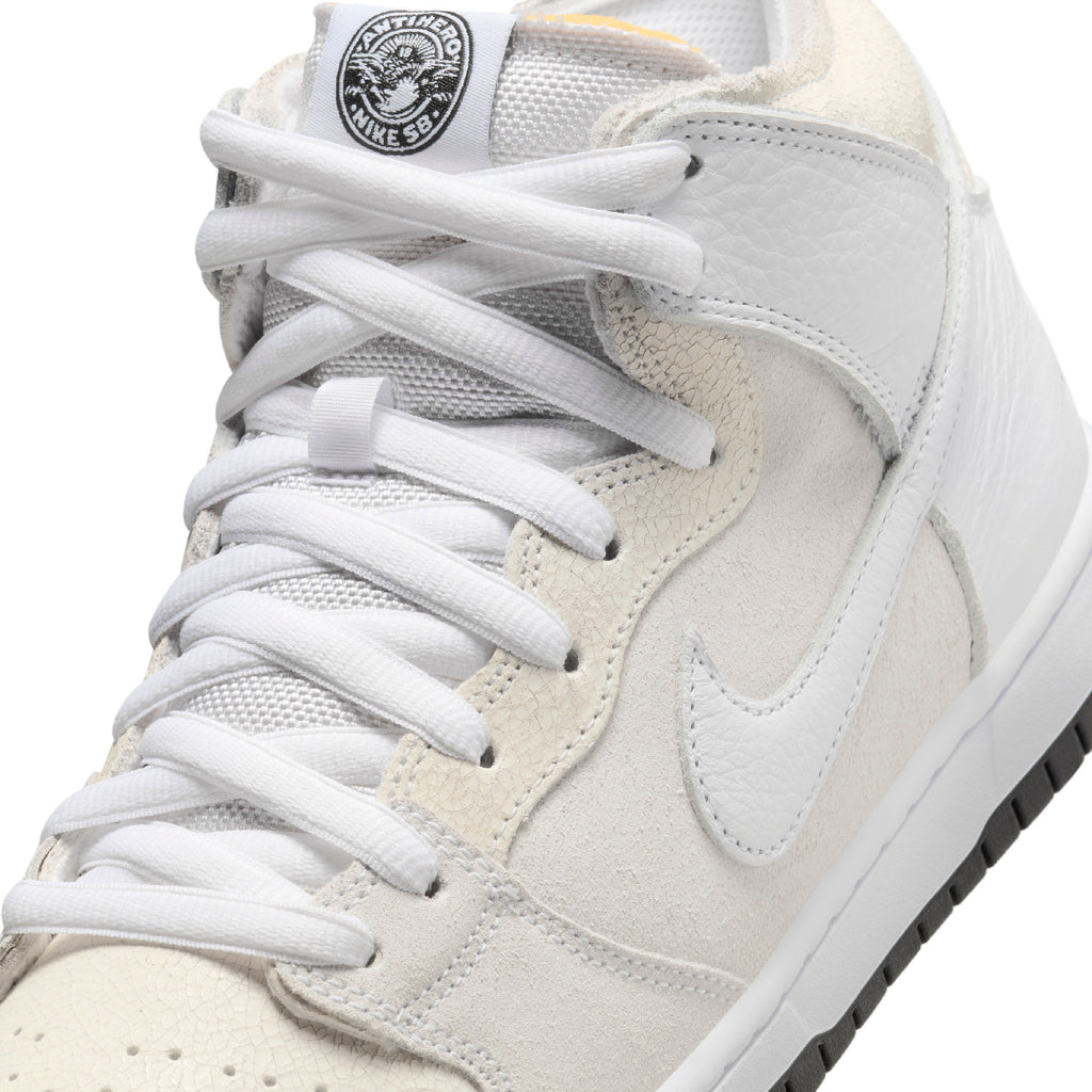 Nike SB Dunk High x ANTIHERO Shoes - White / White - Black - laces