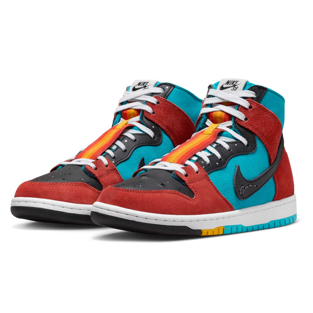 Nike SB Dunk High Decon - Turquoise Blue / Black - Rugged Orange - pair