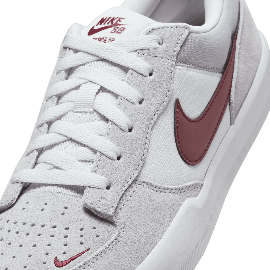 Nike SB Force 58 Shoes - Platinum Tint / Dark Team Red - Wolf Grey - laces