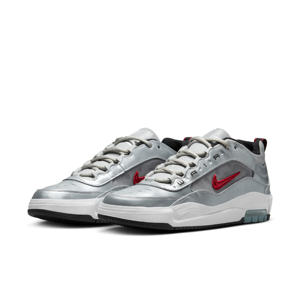 Nike SB Air Max Ishod 'Silver Bullet' Shoes - Metallic Silver / Varsity Red - pair