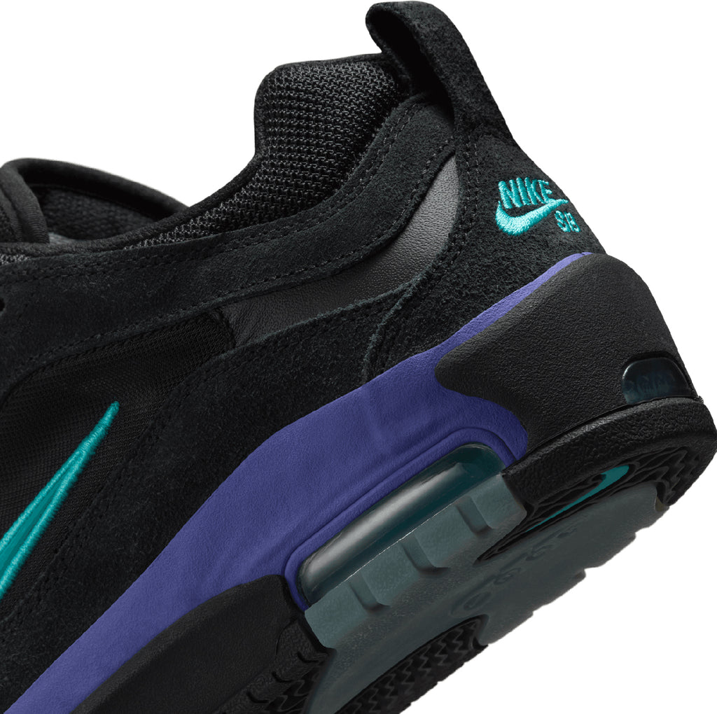 Nike SB Air Max Ishod Shoes - Black / Black - Persian Violet - Dusty Cactus - heel