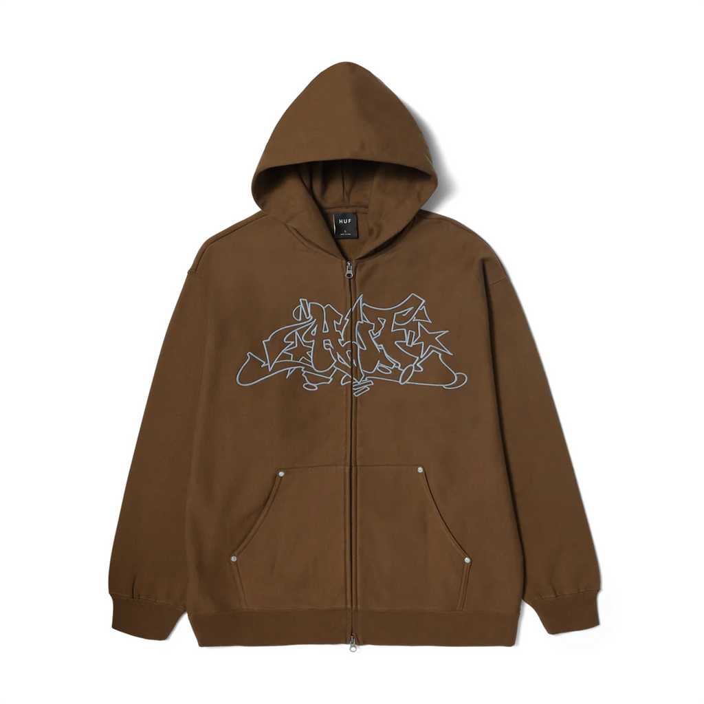 HUF Outlines Heavy Weight Full Zip Fleece - Brown - main