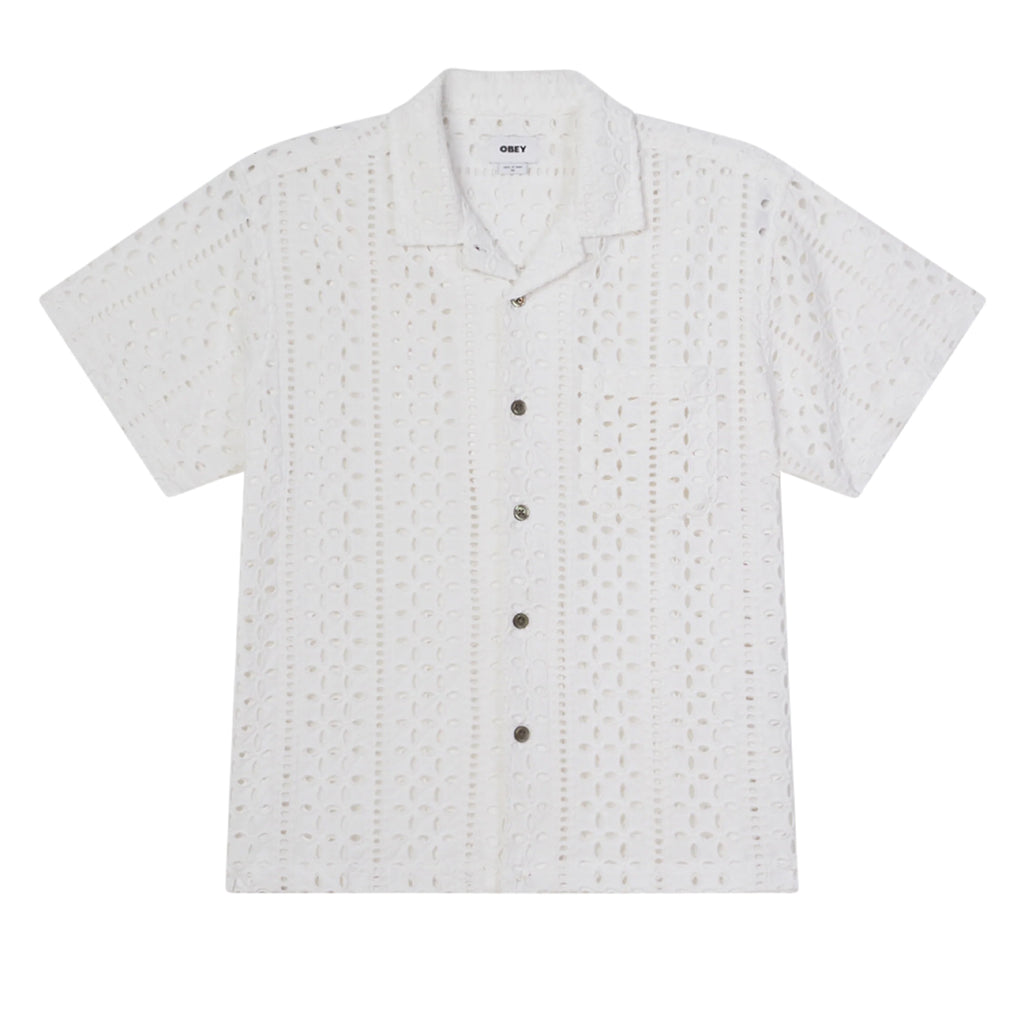 Obey Ayers Woven S/S Shirt White - Front