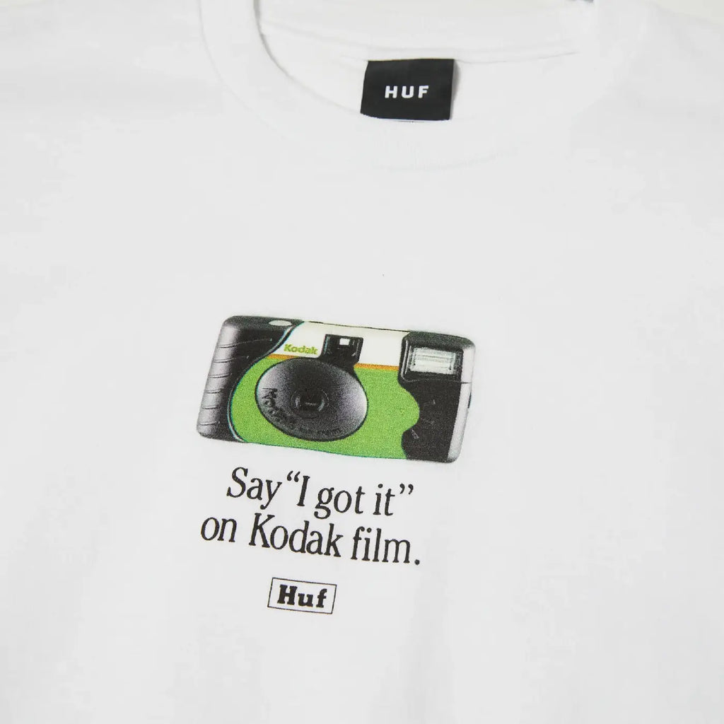 HUF x Kodak Power Flash T Shirt - White - closeup