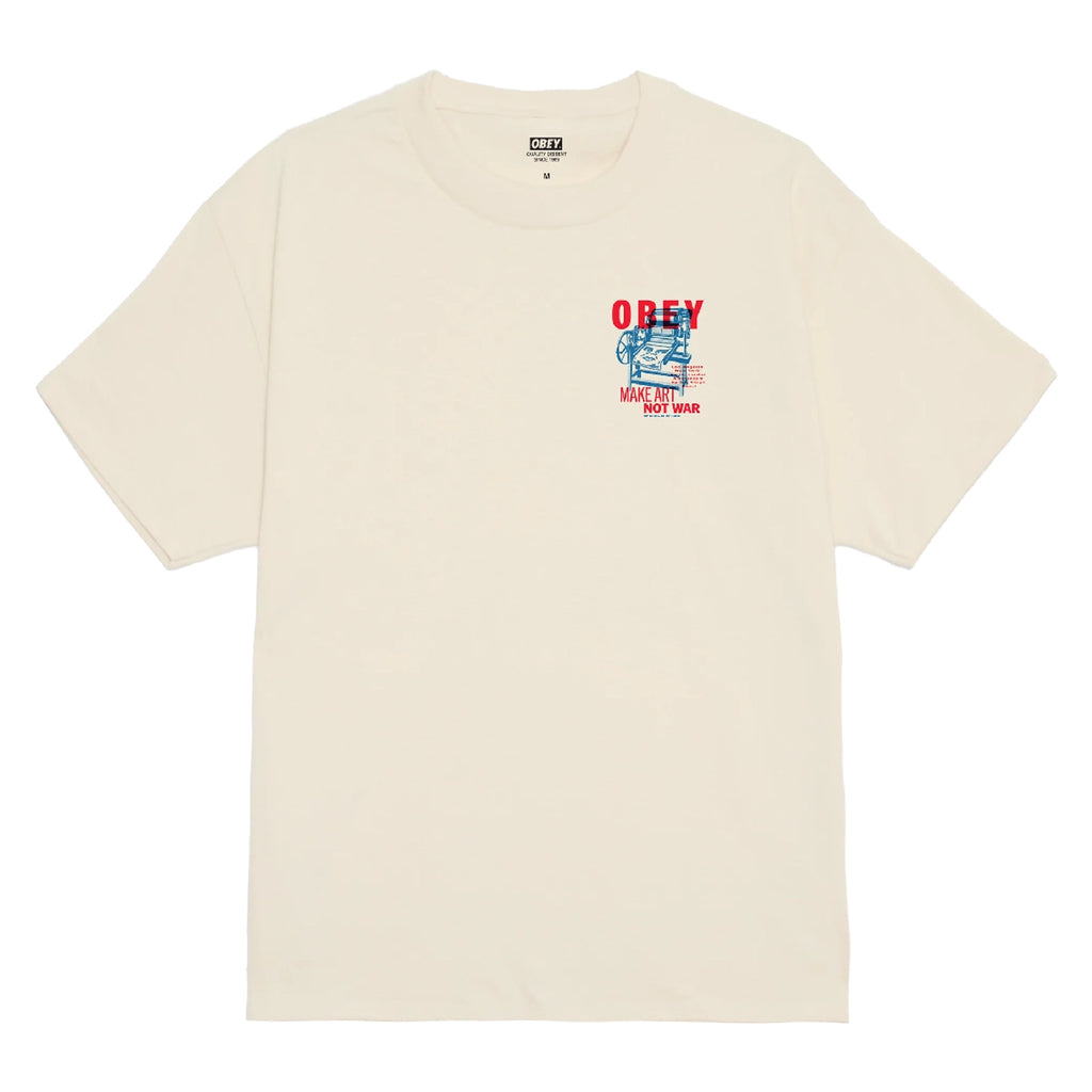 Obey Printing Press Make Art T Shirt - Cream - front