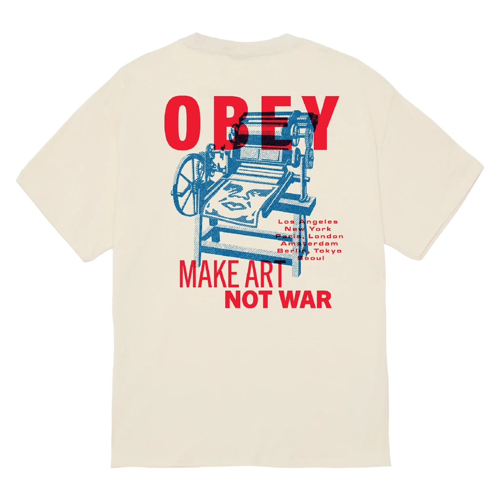 Obey Printing Press Make Art T Shirt - Cream - back