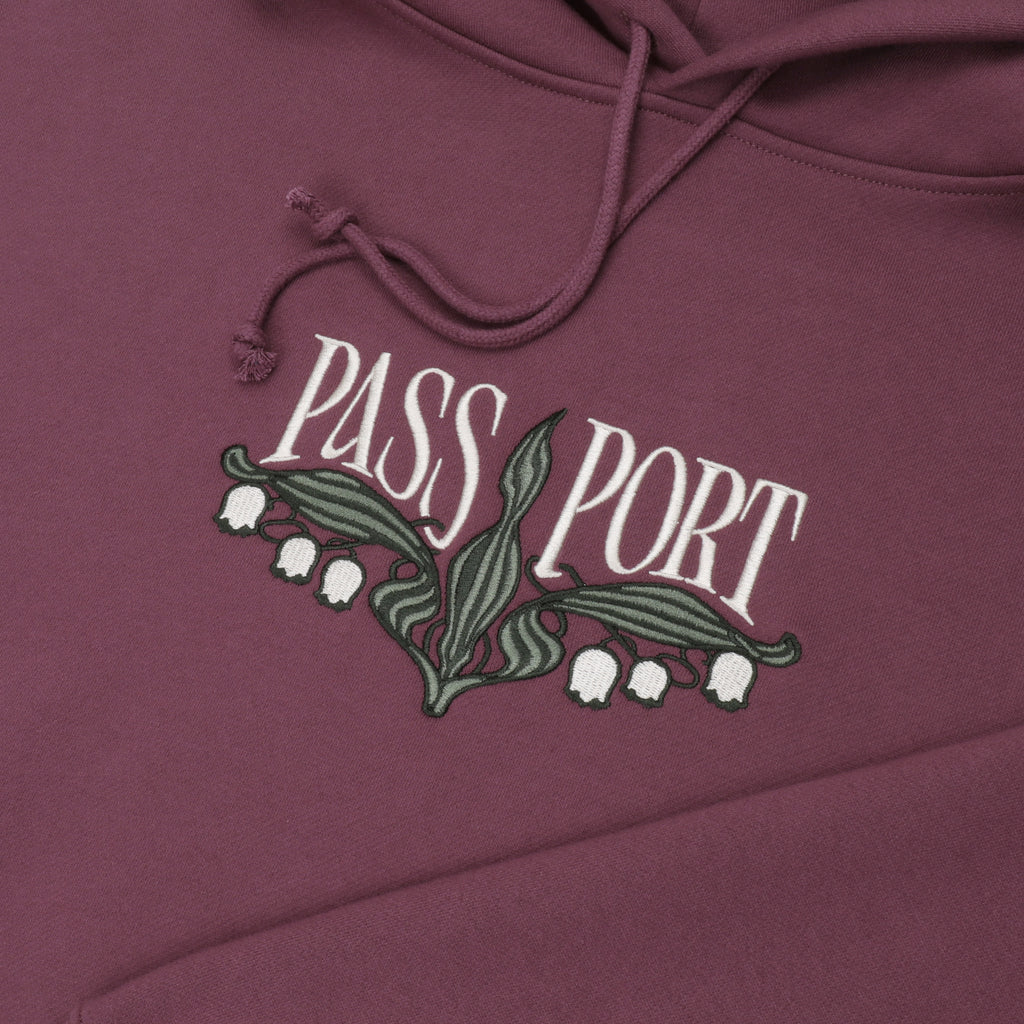 PASS~PORT Lily of the Valley Hoodie - Washed Berry - closeup