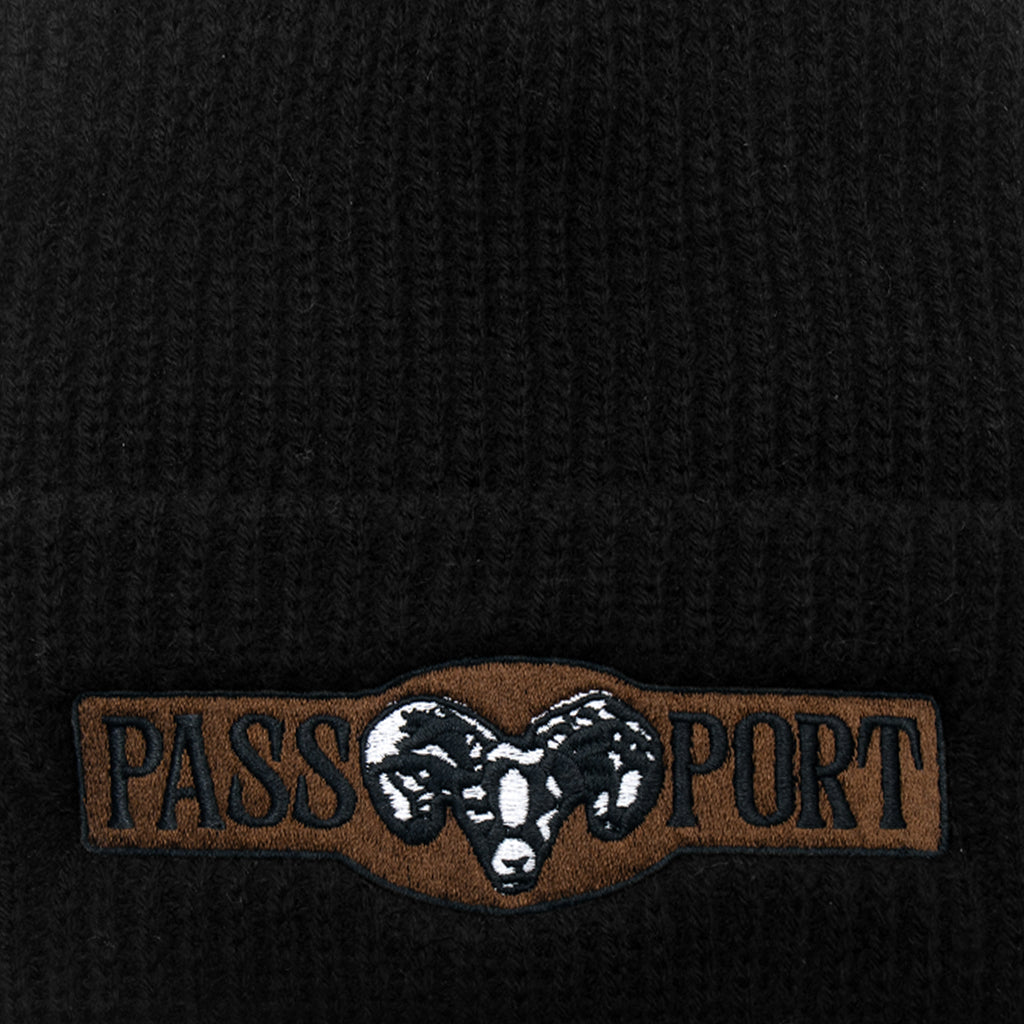 PASS~PORT Ram Beanie - Black - closeup