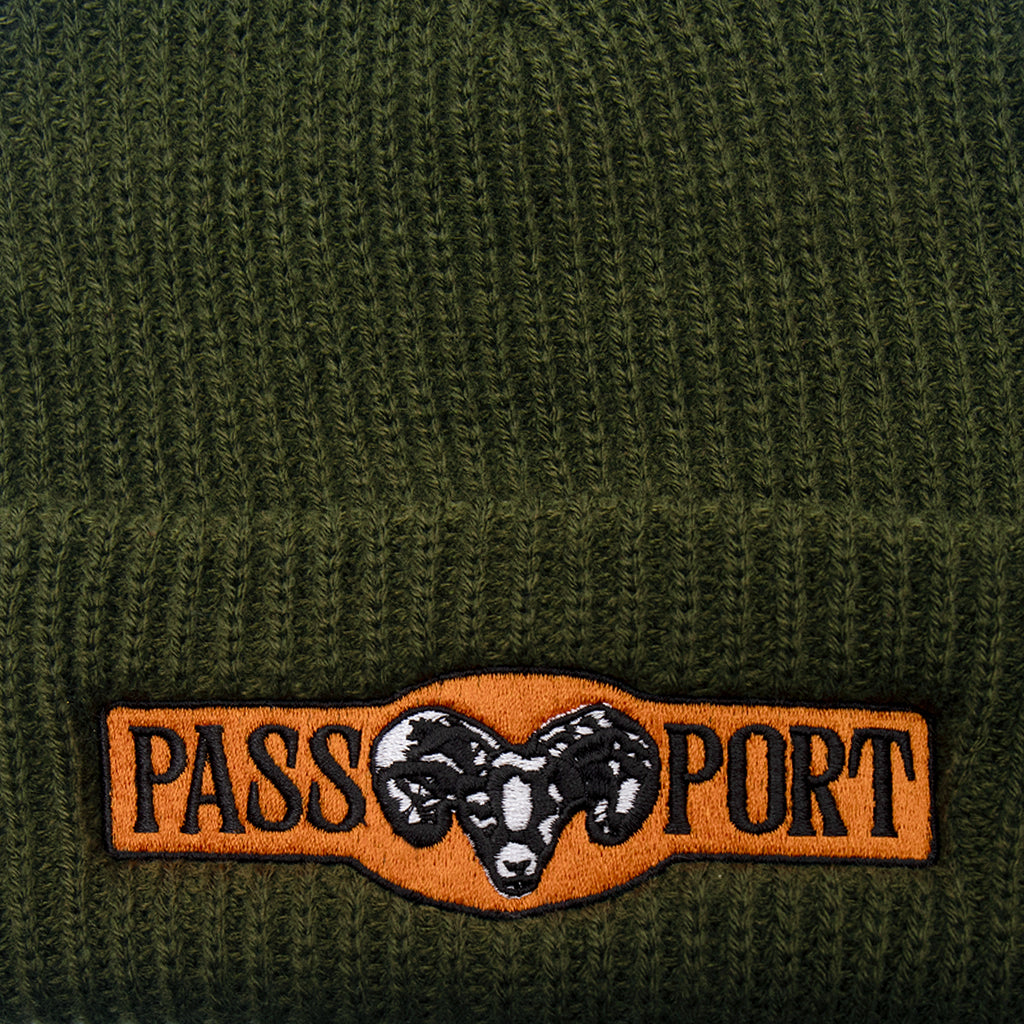 PASS~PORT Ram Beanie - Olive - closeup