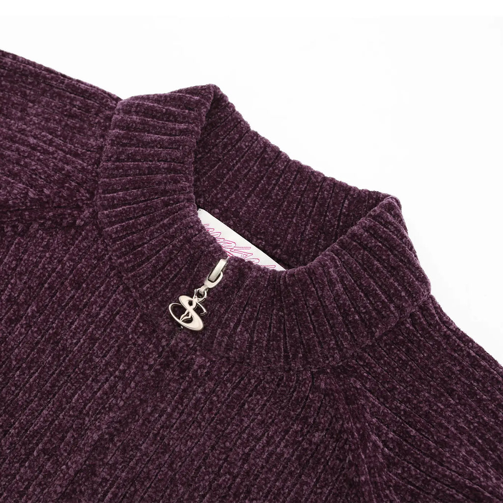 Yardsale Phantasy Chenille Full Zip - Purple - neck