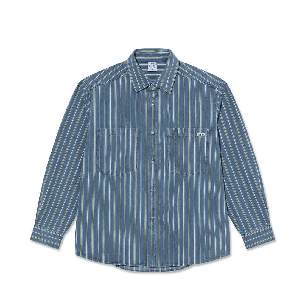 Polar Skate Co Mike L/S Denim Shirt - Blue / Yellow - main