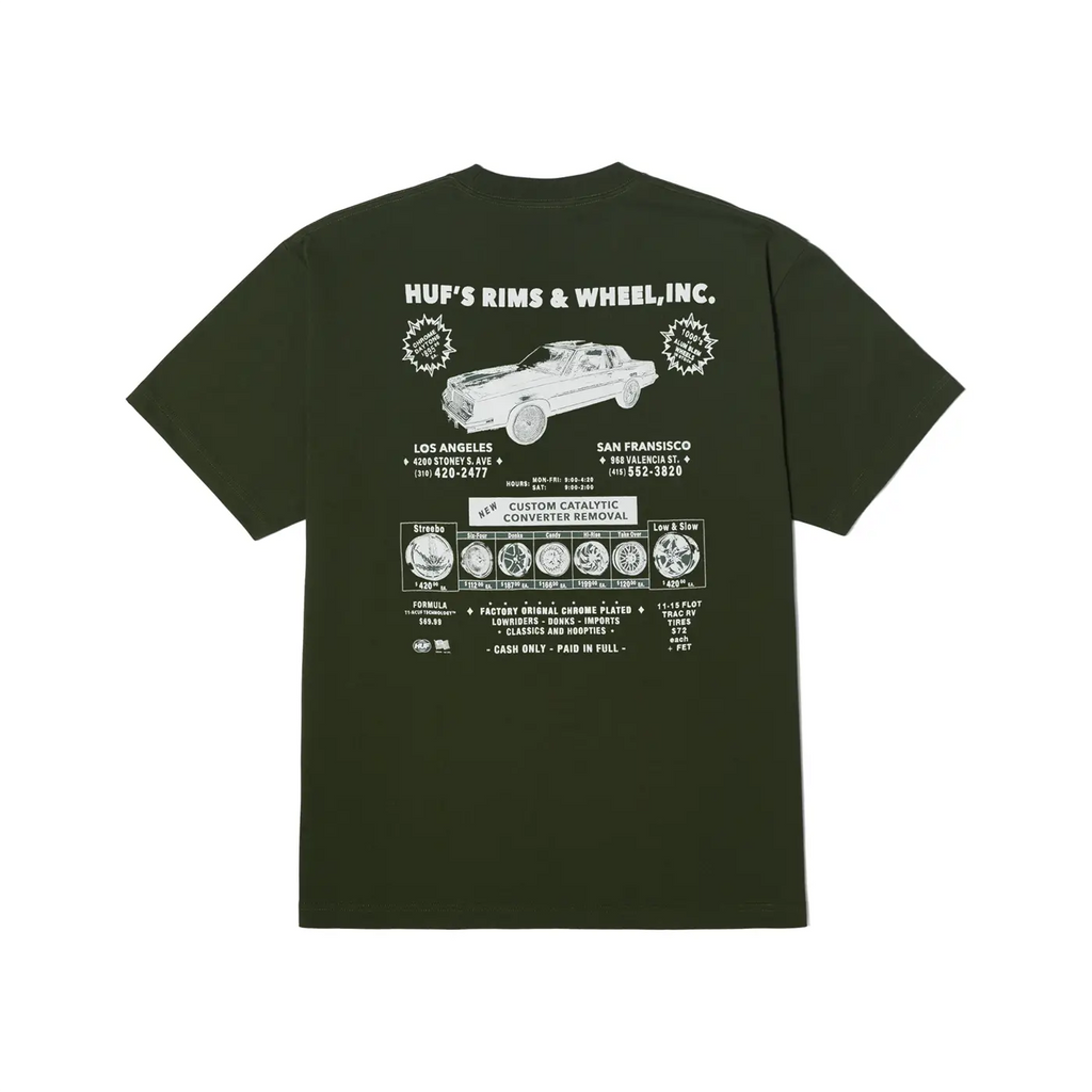 HUF Rim & Wheel Inc T Shirt - Hunter Green - back