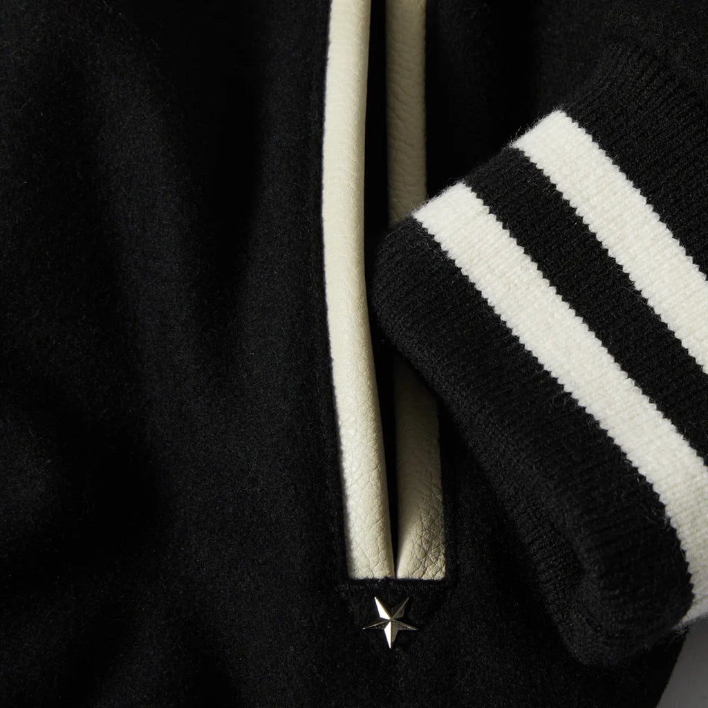 HUF Song Varsity Jacket - Black - close up 3