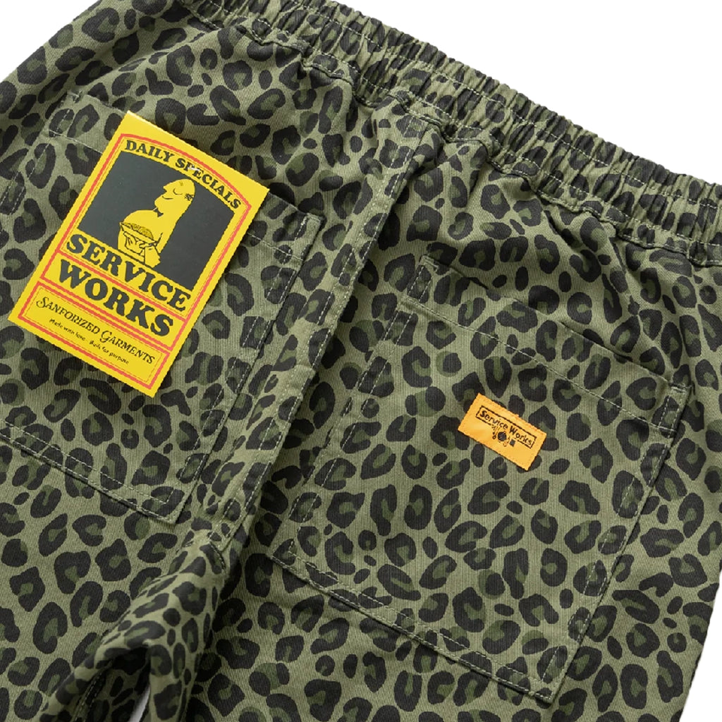 Service Works Leopard Chef Pant - Green - label