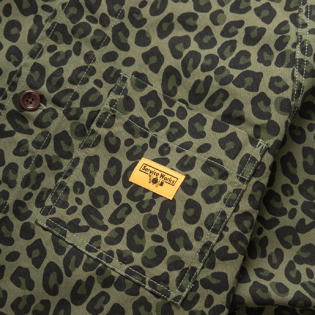 Service Works Leopard Front of House Jacket - Green - pocket