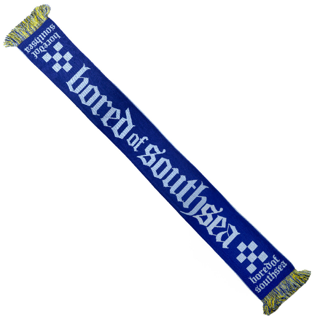 Bored of Southsea Pompey Scarf - Pompey Blue / Spinnaker Sky /  Clarence Neon - reverse