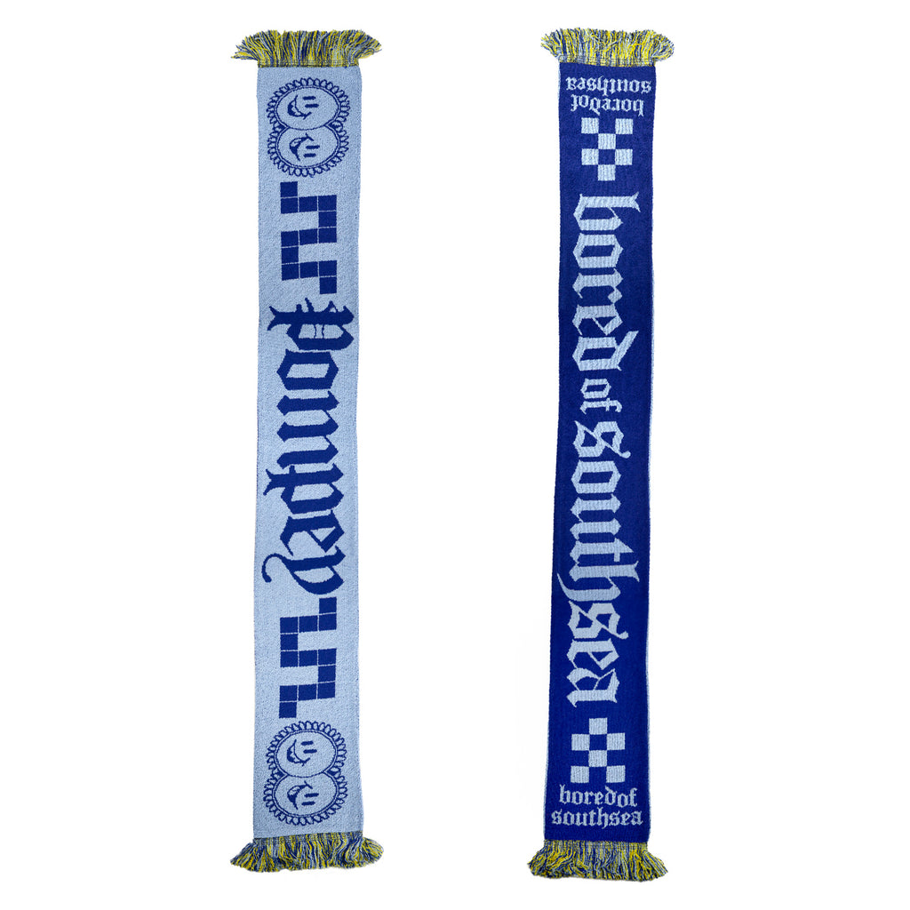 Bored of Southsea Pompey Scarf - Pompey Blue / Spinnaker Sky /  Clarence Neon - pair