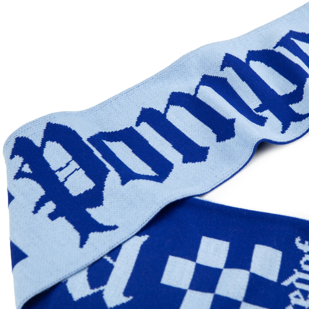 Bored of Southsea Pompey Scarf - Pompey Blue / Spinnaker Sky /  Clarence Neon - close up 2