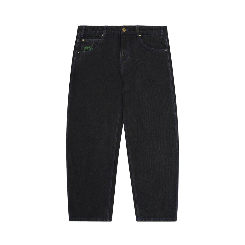 Butter Goods Spider Baggy Denim Jeans - Washed Black - front