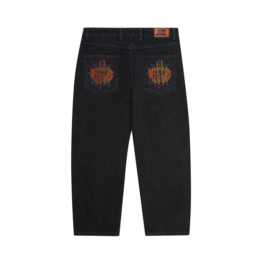 Butter Goods Spider Baggy Denim Jeans - Washed Black - back