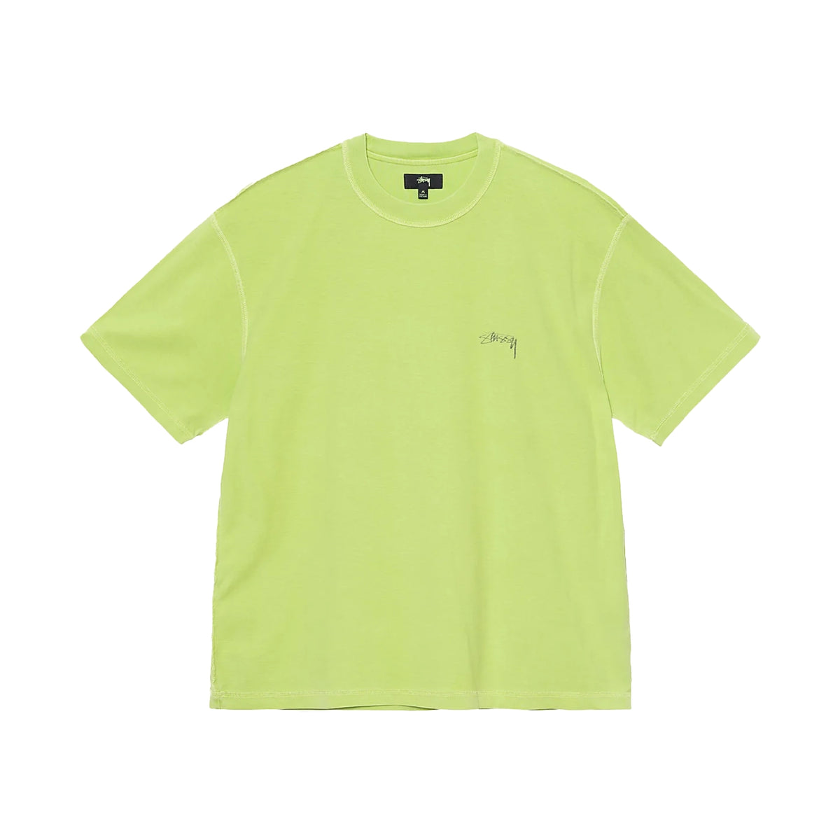 Stussy Pigment Dyed Inside Out Crew T Shirt - Lime