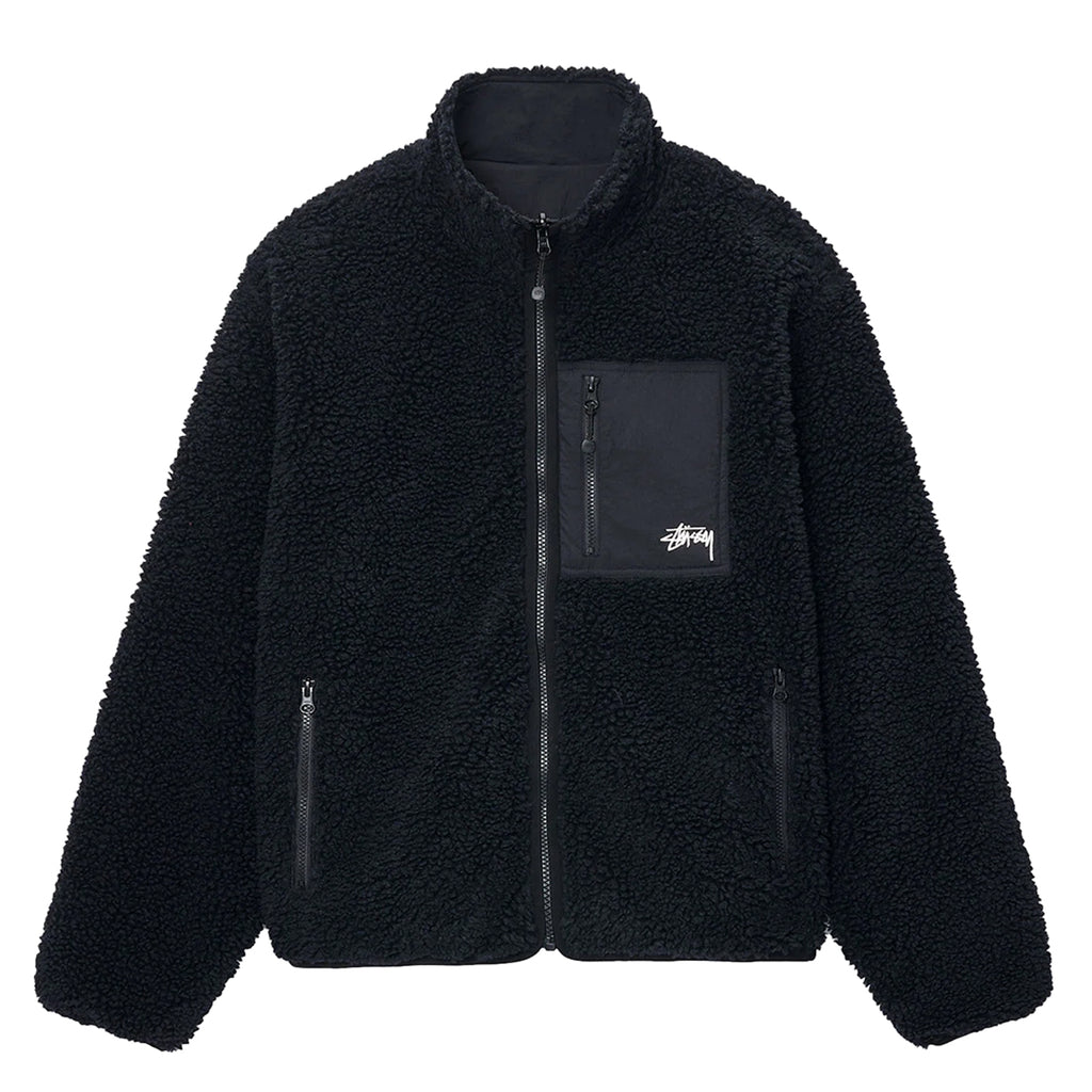 Reversible Sherpa Jacket in Black by Stussy | Bored of Southsea