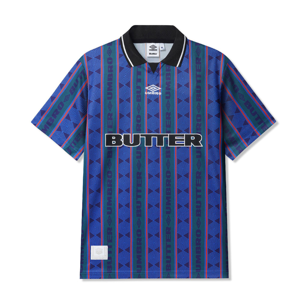 Butter Goods x UMBRO Vert Jersey - Forest / Cobalt - front