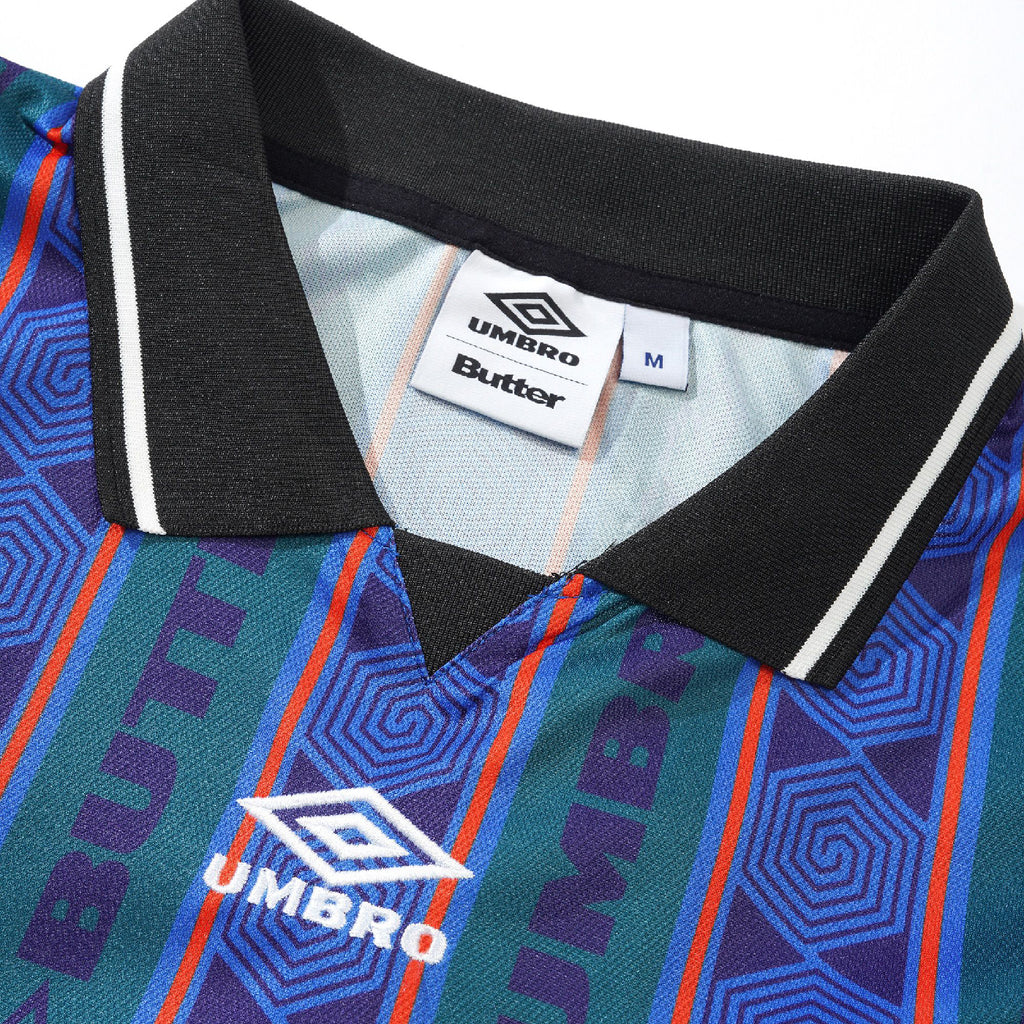 Butter Goods x UMBRO Vert Jersey - Forest / Cobalt - neck