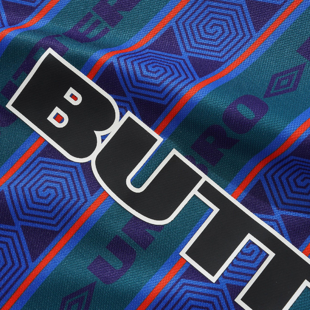 Butter Goods x UMBRO Vert Jersey - Forest / Cobalt - closeup