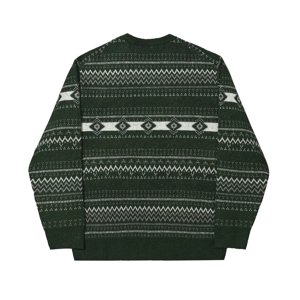 Helas Chalet Knit Crewneck Sweat - Green - back