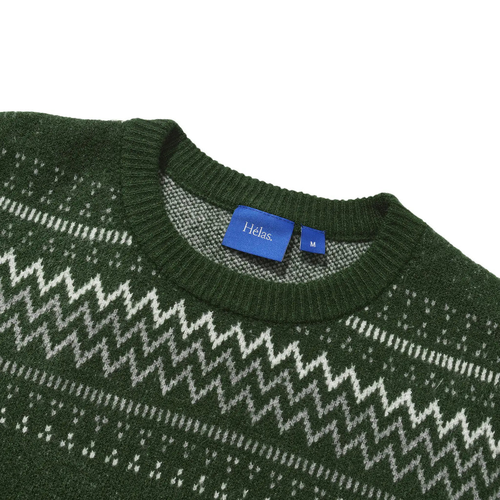 Helas Chalet Knit Crewneck Sweat - Green - neck